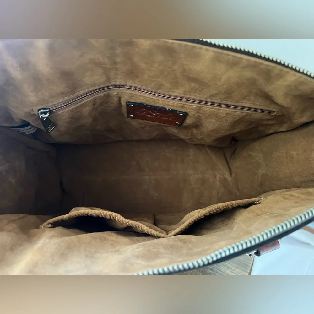 Patricia Nash Josselin Signature Floret Print Satchel Bag Tan
